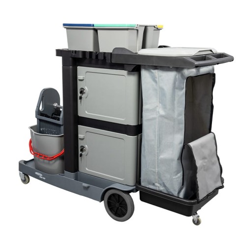 Wózek Serwisowy Zamykany Z Prasą i Sześcioma Wiadrami Purix Pro - SPRINTUS 